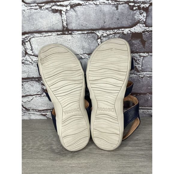Vionic Amber Navy Blue Synthetic Adjustable Strappy Sandals Women Sz 7M US/37EU - Picture 8 of 16